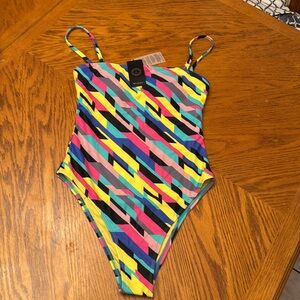 RELLECIGA Women's Retro One Piece Swimsuit High Cut Backless NWT size small
